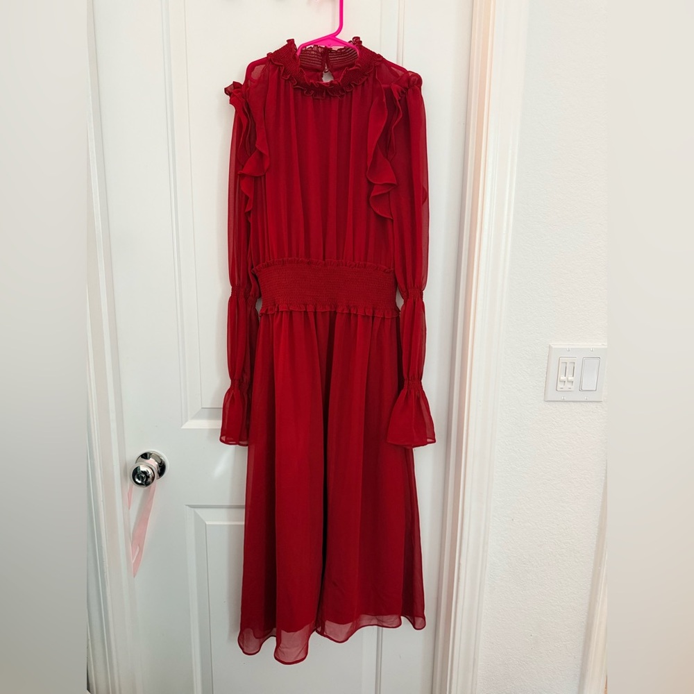 Chelsea 28 red long sleeve mock neck long dress in size small